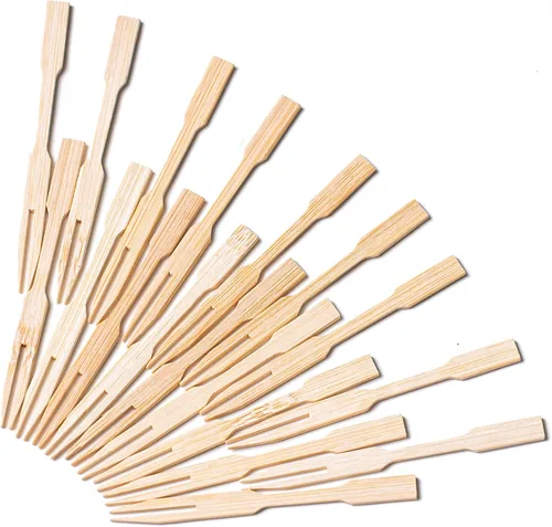 Vista 23 de PuTwo palillos de cóctel hechos a mano 300 unidades palillos de cóctel de bambú natural con cuentas cúbicas en los extremos, ecológicos, pinchos