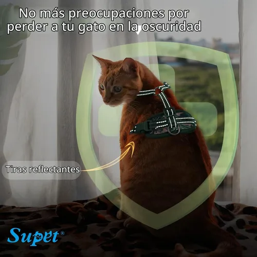 Vista 6 de Supet Arnés y correa para gatos a prueba de escape para caminar, chaleco ajustable para gatos y correa para perros grandes y pequeños 2-Rosa