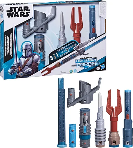Vista 8 de STAR WARS Set de forja de sables de luz Ultimate Mandalorian Masterworks, sable de luz electrónico oficialmente licenciado, juguetes para niños