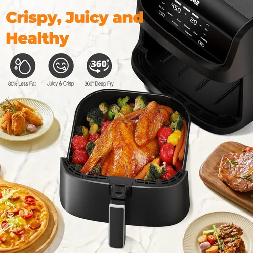 Vista 7 de DEIME Freidora de aire de 7.2 cuartos de galón, 1700 W, horno sin aceite, cocina saludable, freidoras de aire de gran capacidad con 8 ajustes