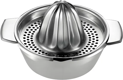 Vista 3 de Exprimidor de naranja limón, exprimidor manual de acero inoxidable, exprimidor de cítricos de mano, exprimidor de limón con tazón exprimidor colador