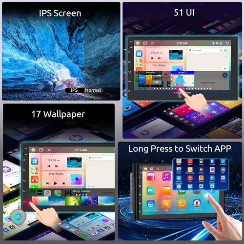 Vista 3 de Hodozzy Estéreo de coche Android, 8 núcleos doble DIN con 4 GB+64 GB, 7 pulgadas IPS pantalla táctil radio de coche con DSP navegación GPS Carplay