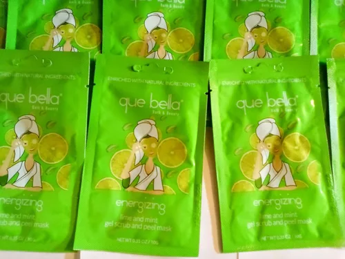 Vista 3 de Que Bella Paquete de 5 mascarillas exfoliantes y exfoliantes en gel de lima y menta