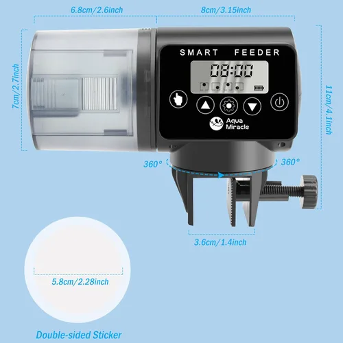 Vista 6 de AquaMiracle Alimentador automático programable para peces para acuario, dispensador automático de alimentos para peces con temporizador, alimentador