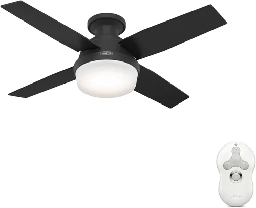 Vista 11 de Hunter Ventilador de techo interior de 44 pulgadas con luz LED y control remoto, ventilador de techo moderno, montaje de perfil bajo, 4 aspas