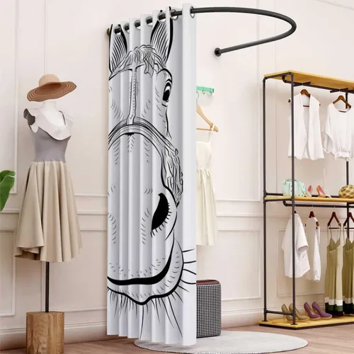 Vista 4 de The Horse Head - Cortinas opacas para oscurecer la habitación, 1 panel, 40 pulgadas de ancho x 47 pulgadas de alto