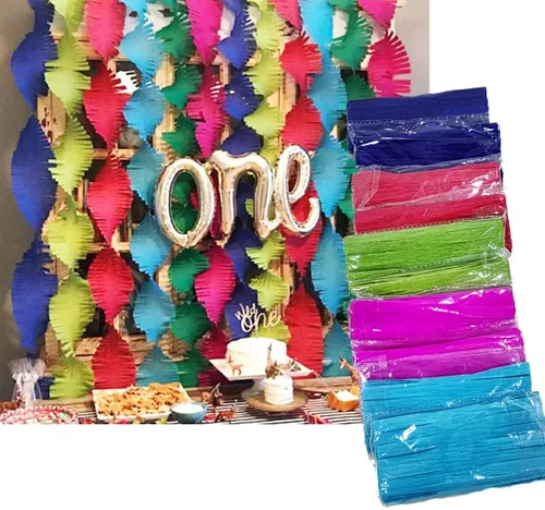 Telón de fondo de fiesta mexicana, papel crepé, fiesta con volantes, serpentinas de papel crepé, remolinos de papel crepé, guirnalda de telón de
