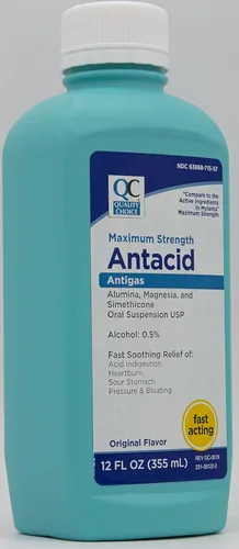 Vista 2 de Quality Choice Suspensión oral antigas antiácido de máxima resistencia, sabor original, 12 onzas
