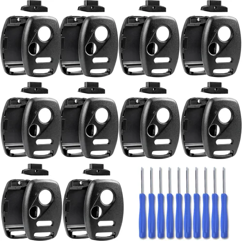 Vista 9 de No se requiere corte - Carcasa y almohadilla para control remoto de entrada sin llave de 2 llaveros compatible con Honda Accord / Civic / CR-V/ Fit