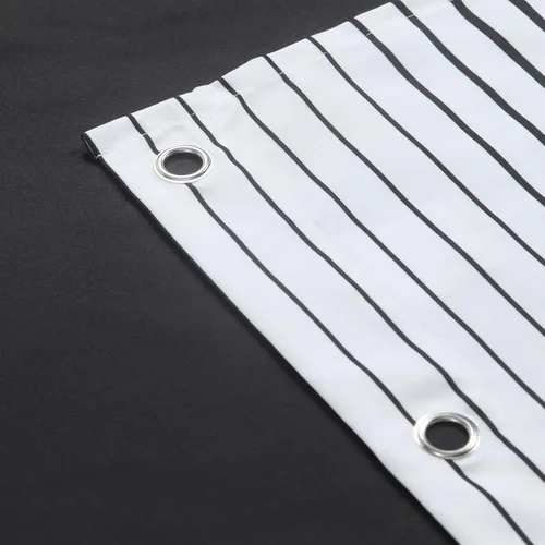 Vista 4 de Cortinas de Ducha Negras, Cortinas de Ducha de Poliéster Impermeable con Rayas Horizontales Degradadas en Blanco y Negro Modernas para Baño, 72x72