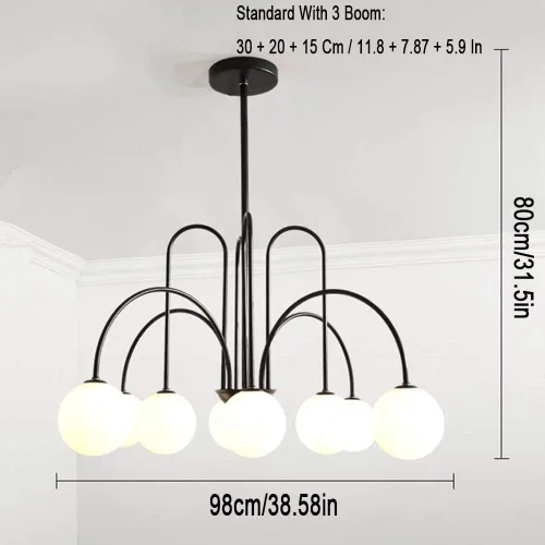 Vista 7 de Modern Chandelier Modern Globe Brushed Brass Metal Pendant Light with Adjustable Rods Hanging Ceiling Lighting Fixture for Kitchen Dining Room