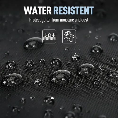 Vista 7 de GLEAM Bolsa de guitarra acústica – Estuche de guitarra de 0.35 pulgadas acolchado de espuma para 39-41 pulgadas, impermeable, negro con lazo