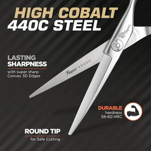 Vista 3 de Tijeras Profesionales para Cabello de 5 Pulgadas con Cuchillas Extremadamente Afiladas, Tijeras de Corte de Cabello de Acero 440C, Duraderas