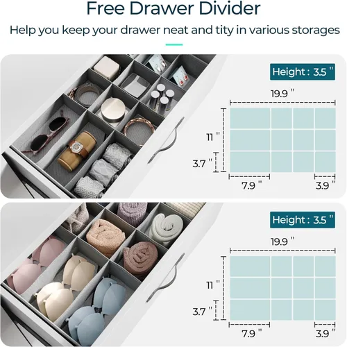 Vista 21 de LINSY HOME Cómoda de 5 cajones, cómoda negra para dormitorio, cómoda moderna con cajones anchos, cómoda de almacenamiento de madera para guardería