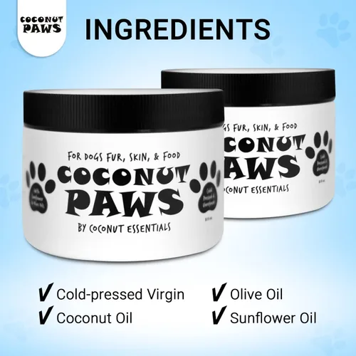 Vista 7 de Coconut Paws Aceites orgánicos para piel, cabello, orejas, dientes y uñas de perros, aceite de coco orgánico prensado en frío sin refinar, aceite