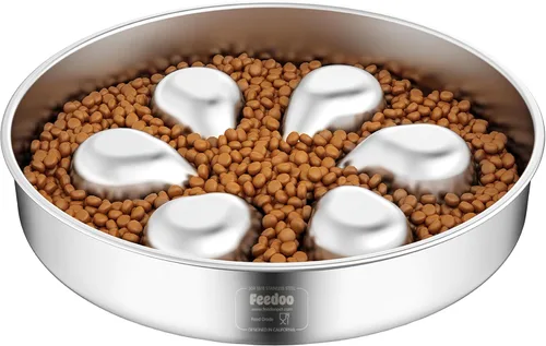Vista 12 de Cuenco para perro de alimentación lenta, 1 taza para cachorros pequeños, cuenco de rompecabezas de acero inoxidable 304 de doble capa, antiasfixia