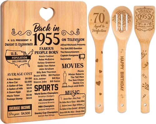 Vista 13 de Regalos de cumpleaños número 30 para mujeres – Regalos de cumpleaños número 30 para hombres, tabla de cortar, hecha de bambú grabada "Year 1995 News