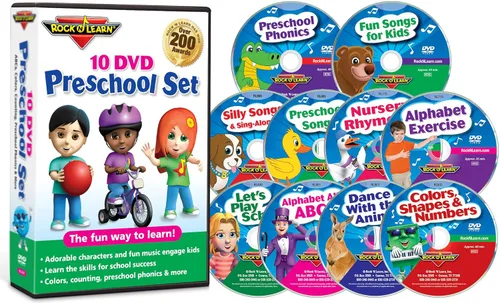 10 DVD Preschool Set by Rock N Learn Alphabet Colors Shapes Counting Preschool Phonics Get Ready for School Nursery Rhymes