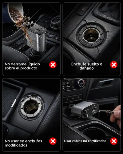 Vista 8 de Cargador de coche retráctil, cargador rápido 4 en 1 con USB-C y USB-A