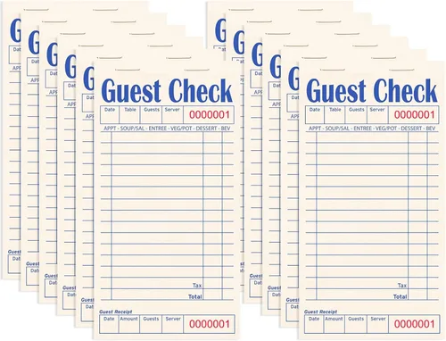 Vista 40 de ZPARIK Libros de cheques de invitados para servidores, bloc de notas de servidor, paquete de 6, papel de color natural, bloc de notas para camarera
