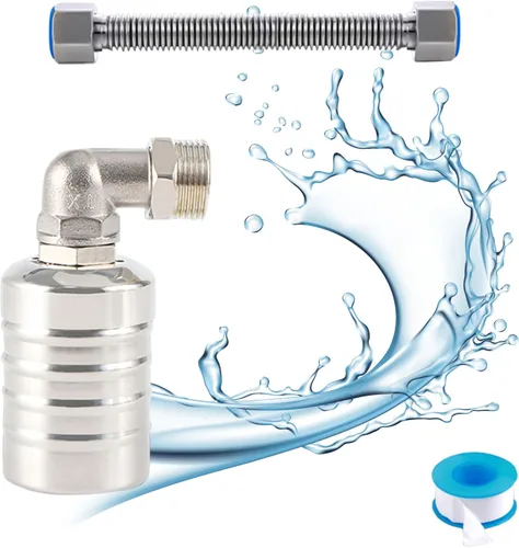 Water Float Valve, Stainless Steel Fully Automatic Water Level Controller Portable Auto Shut Off Mini Float Valve for Water Tank Pool Kitchen 3/4in