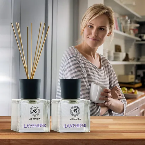 Vista 9 de Juego de difusor de varillas de lavanda con aceite esencial de lavanda, 3.4 onzas líquidas, 2 x 1.7 fl oz, difusores perfumados, difusor de varillas