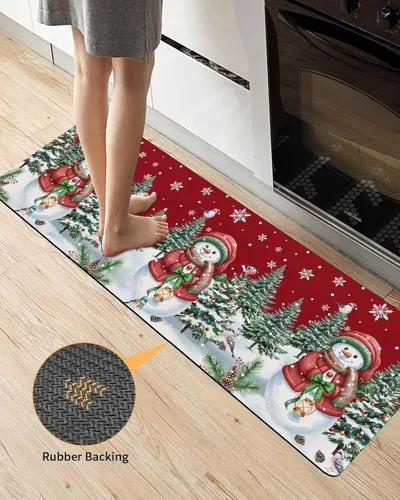Vista 4 de Christmas Red Bath Mat for Tub,Non Slip Bathroom Floor Runner Rug Quick Dry & Absorbent Diatomaceous Earth Shower Sink Bedroom Kitchen Washable