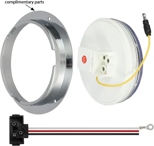 Vista 9 de Partsam Juego de 2 luces traseras redondas rojas de 4 pulgadas a luces estroboscópicas ámbar, 19 diodos con biseles cromados y coletas de cable de 3