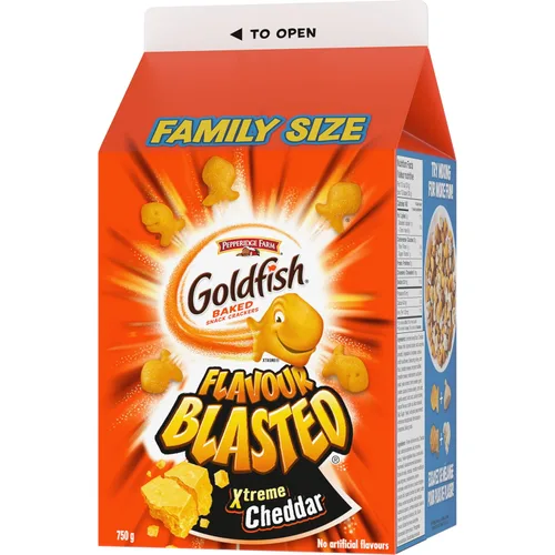 Vista 5 de Pepperidge Farm Goldfish Flavour Blasted Xtreme Cheddar Crackers, 26.46 oz/26.5 onzas, {Importado de Canadá}