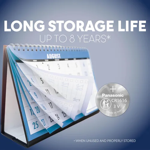 Vista 5 de Panasonic CR1616 Pilas de monedas de litio de larga duración de 3.0 voltios en embalaje resistente a los niños, basado en estándares, paquete de 2