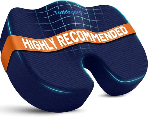 Vista 17 de TushGuard - Cojín de asiento para silla de oficina de espuma viscoelástica antideslizante con respaldo, almohada de alivio para silla de oficina