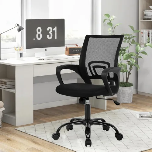 Vista 14 de Silla de escritorio de malla, silla de oficina ergonómica, silla de computadora con soporte lumbar y reposabrazos, silla de escritorio ajustable