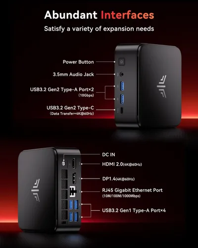 Vista 4 de KAMRUI Essenx E1 Mini PC, Mini Computadoras Alder Lake N97 (hasta 3.60 GHz), Mini Computadora de Escritorio, 16GB DDR4 512GB M.2 SSD, Computadora