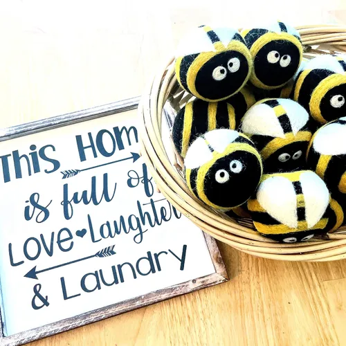 Vista 8 de Friendsheep Bolas secadoras de lana, alternativa orgánica reutilizable para suavizantes de telas para lavandería, hechas a mano, comercio justo