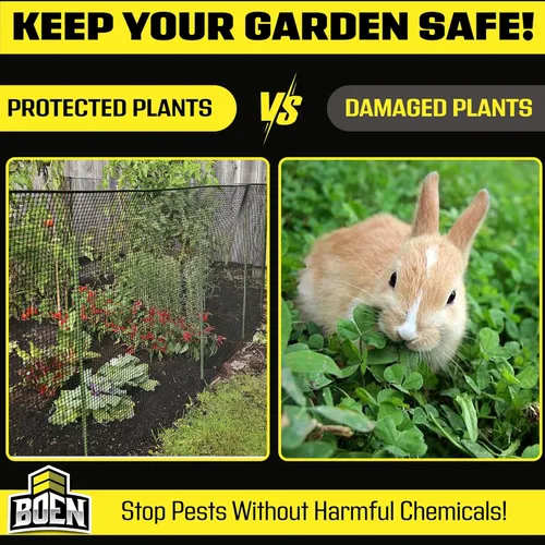 Vista 4 de BOEN Red de Malla de Plástico para Ferretería 2' x 15' Negro, Barrera Protectora de Árboles contra Conejos, Ciervos y Roedores, Protector