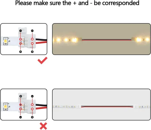 Vista 4 de LightingWill - Paquete de 10 conectores de tira a tira con cable. Sin soldadura. Conector de tira LED de 2 pines para tiras LED flexibles de 8 mm