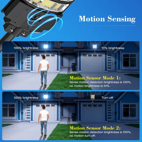 Vista 7 de OKPRO Luces solares de calle de 10000 W para exteriores, luces solares superbrillantes impermeables para exteriores con sensor de movimiento, luces