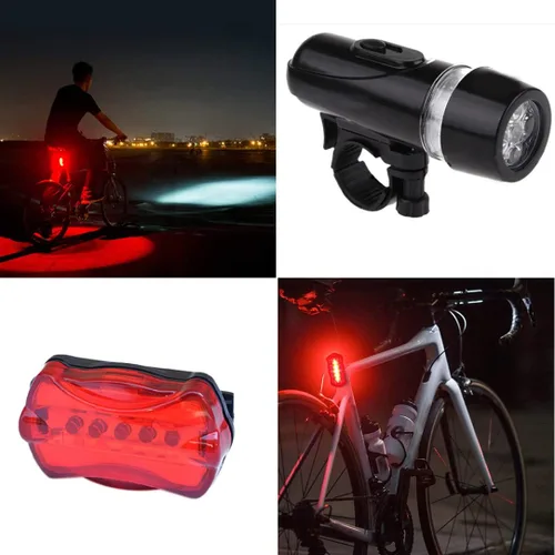 Vista 6 de Lámpara de bicicleta 5led Mountain Bike impermeable faro trasero combinación para negro impermeable faro trasero luz combinada