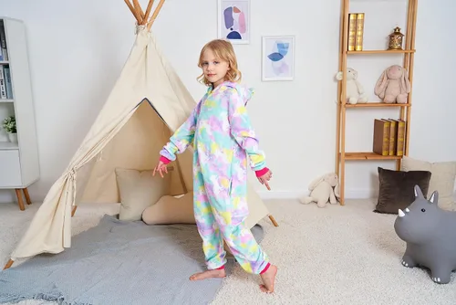 Vista 4 de Pijama de unicornio unisex para niños, enteritos para disfraz, Halloween