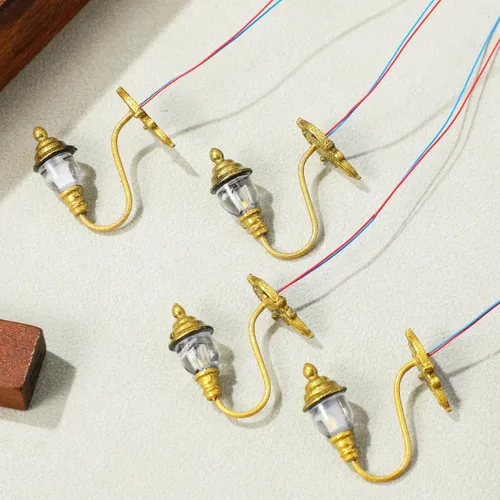 Vista 7 de DOITOOOL - 4 luces de pared para casa de muñecas, mini luces vintage para casa de muñecas, apliques de pared a escala 1:87, modelos para bricolaje