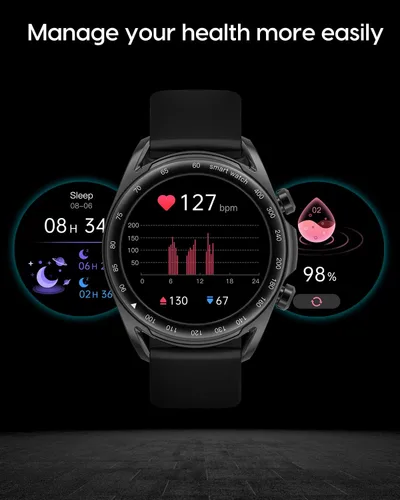 Vista 6 de 2 relojesA-TGTGA - Relojes inteligentes para hombres y mujeres (acero negro + oro rosa)