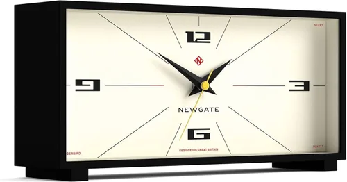 Vista 2 de NEWGATE® Thunderbird - Reloj de escritorio Diseño rectangular contemporáneo retro Negro Estilo moderno de mediados de siglo para escritorio