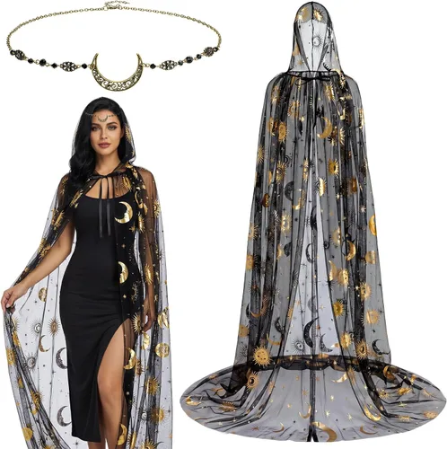 Toulite 2 piezas de disfraz de bruja de Halloween para mujer Negro
