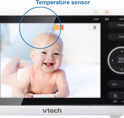 Vista 11 de VTech VM350 Monitor de video con batería admite modo de video de 12 horas, modo de audio de 21 horas, pantalla de 5 pulgadas, alcance de 1000 pies