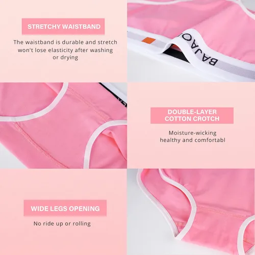 Vista 5 de BAJAOEY Ropa interior de algodón para mujer, suave y transpirable, de corte alto, bragas de bikini atrevidas para mujer, 5 pares, S-XL