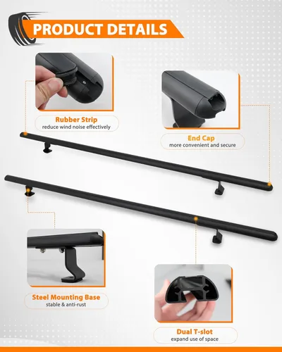 Vista 5 de MELIPRON Tapa de camión de 50 pulgadas y escalera de techo ajustable para kayak, canoa, pipa de madera (carga máxima de 500 libras)