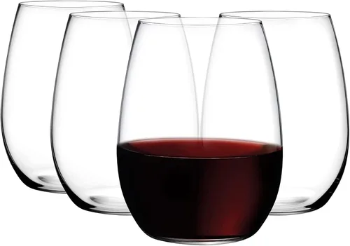 Vista 6 de NUDE Pure - Juego de 4 copas sin tallo para vino blanco de 13.25 onzas, borde liso, vaso de vino de vidrio transparente, ideal para cócteles