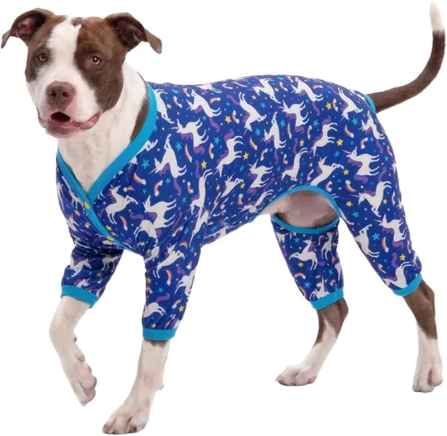 Vista 10 de LovinPet Pijama gigante para perros grandes, estampado de conejo y caballo salvaje, ligero y elástico, mameluco para perros de cobertura completa