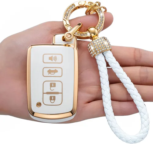 Vista 7 de Funda para llavero Toyota, compatible con RAV4 Highlander Avalon C-HR Prius Corolla 2018-2022, Modelo A (negro).