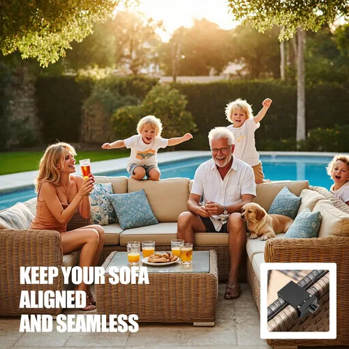 Vista 6 de Blasoul Clips universales para muebles de exterior de servicio pesado para muebles de patio de mimbre, sistema de bloqueo anti-separación para sofá